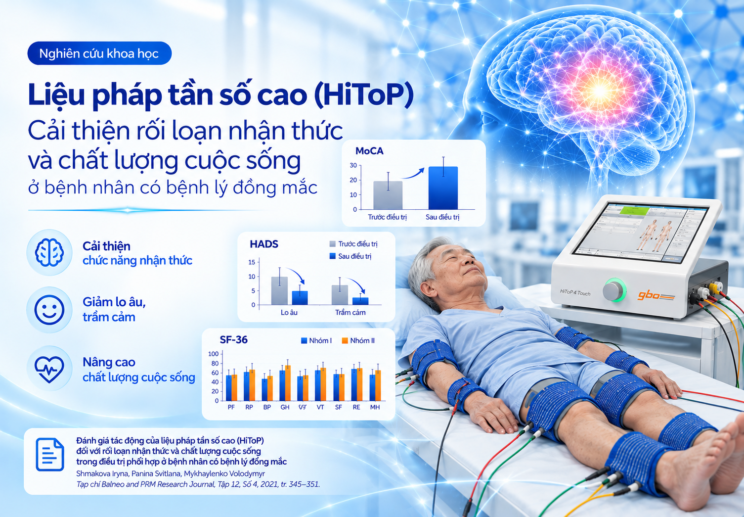 Tác động của liệu pháp điện trị liệu tần số cao HiToP 4 touch đối với rối loạn nhận thức và chất lượng cuộc sống trong điều trị phối hợp ở bệnh nhân có bệnh lý đồng mắc