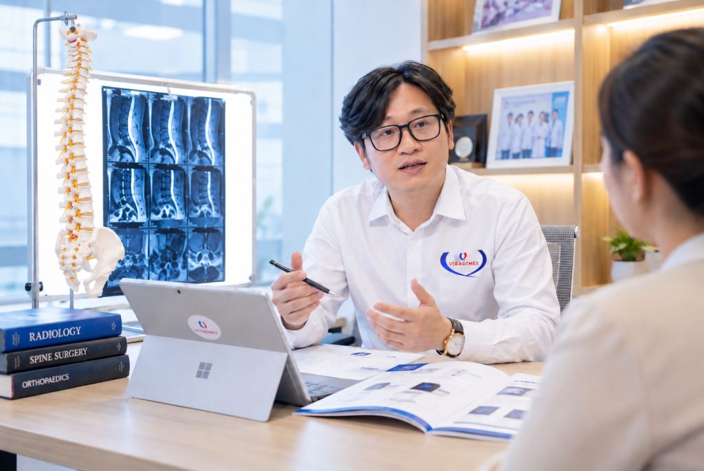Medical Consultation with Spine Imaging
